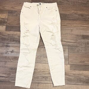 super high rise white cropped jeggings